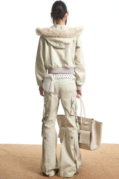 Retro Light Green Hooded Jacket