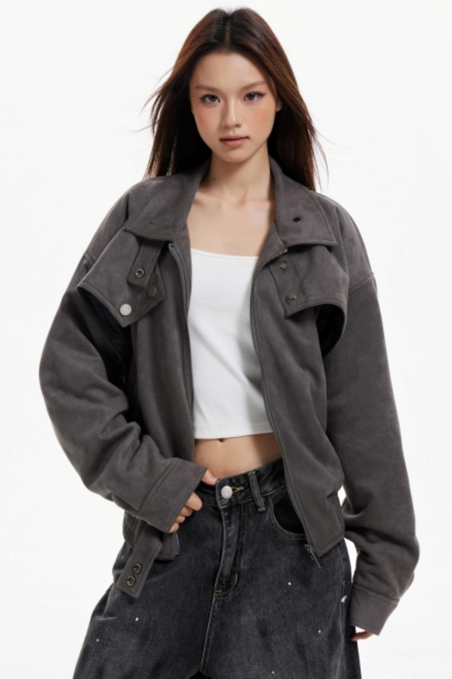Vintage Lapel Loose Cargo Jacket