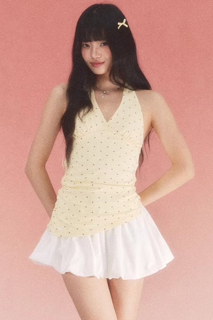 Spring Polka Dot Halter Dress