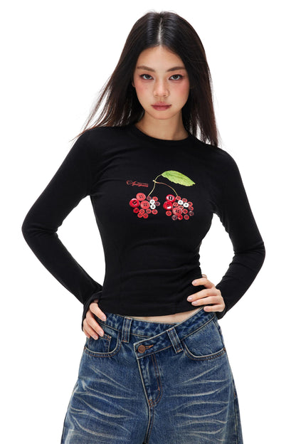 Sweet Cherry Knit Top