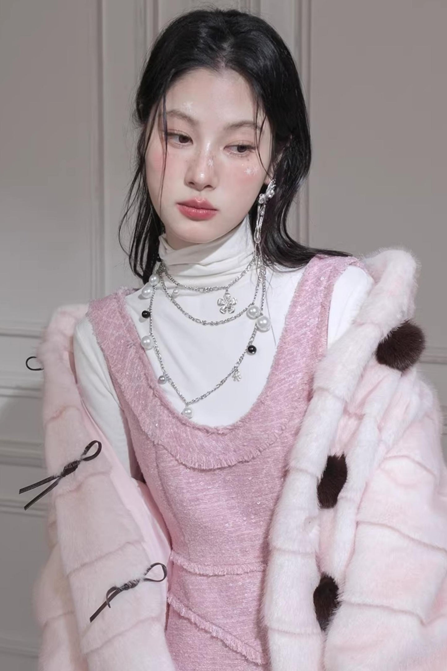 Peach Mousse Fox Fur Jacket