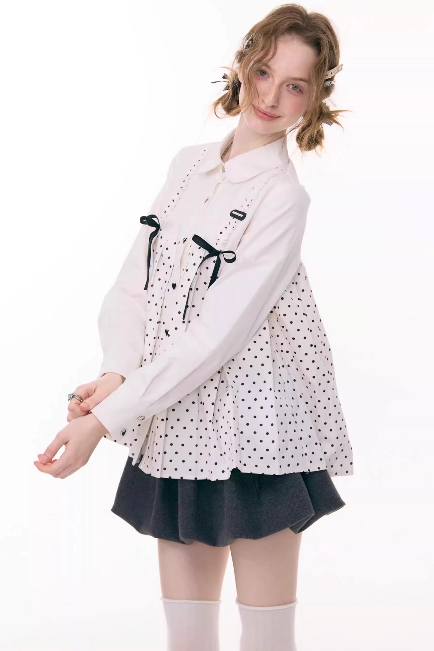 Bow Doll Collar Long Sleeve Shirt