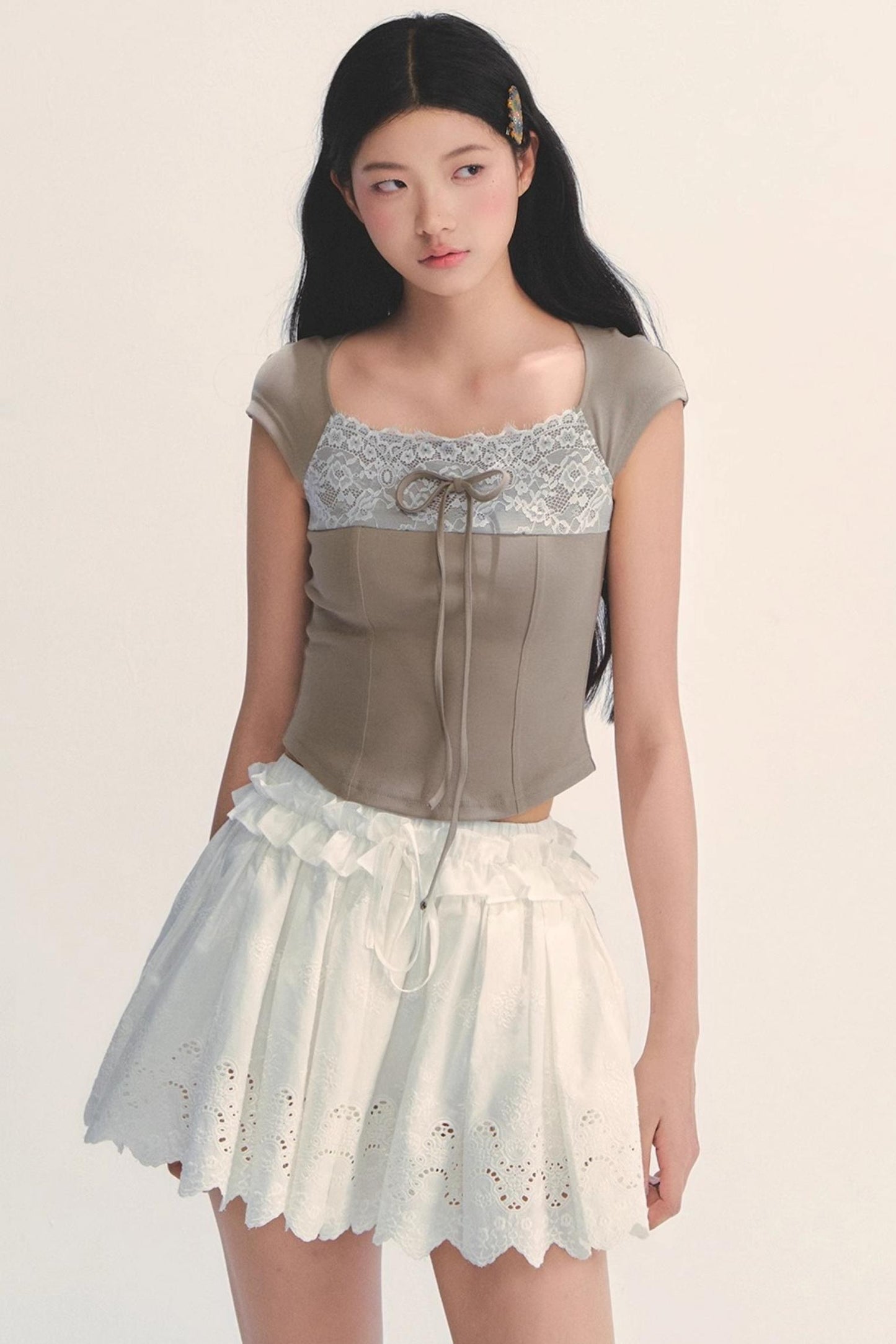 Cotton Lace Peplum Top