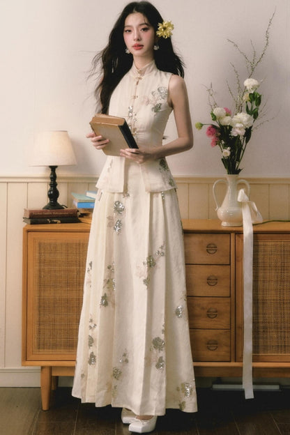 Sequin Embroidered Chinese Skirt