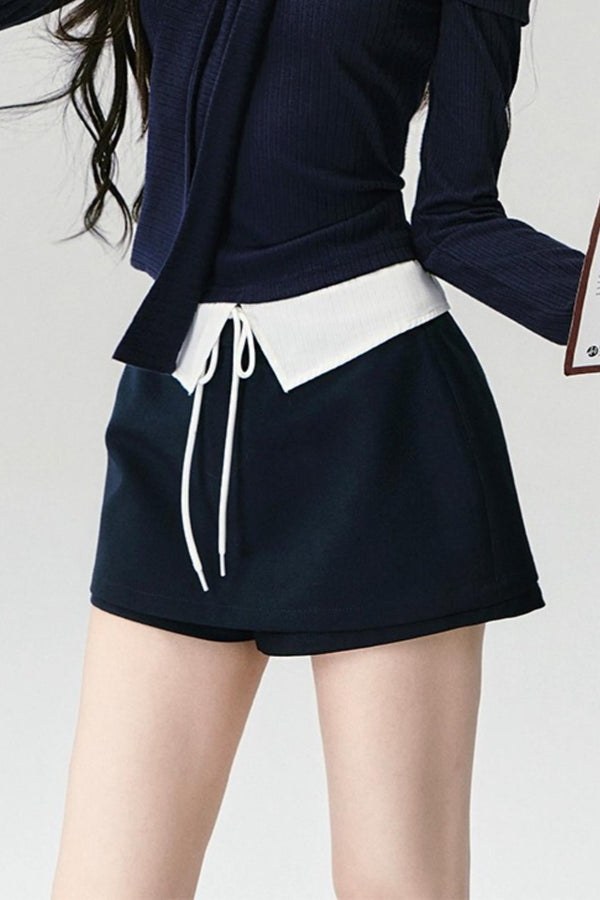 Slimming Knit Top With Skirt Set-Up