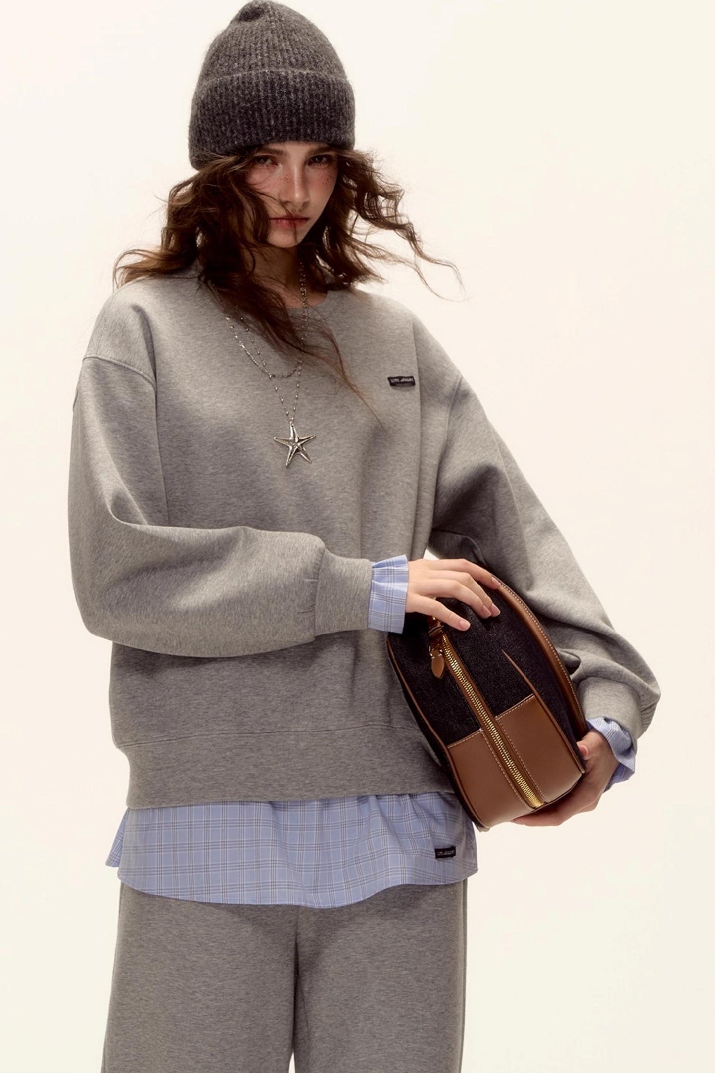 Plaid Patchwork Knit Sweater Set-Up