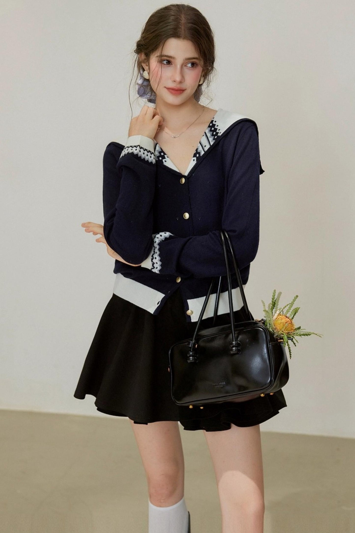 Navy Knitted Cardigan