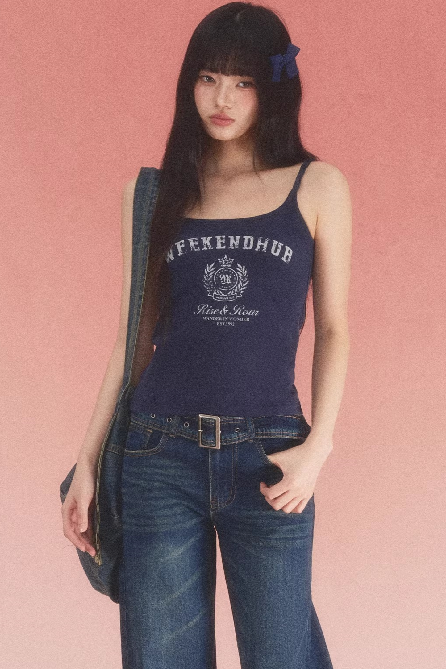 Letter Print Twisted Strap Top