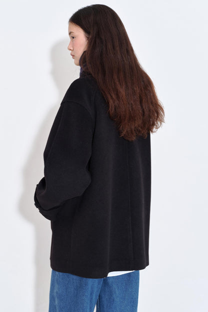 Minimalist Double-Breasted Woolen Coat