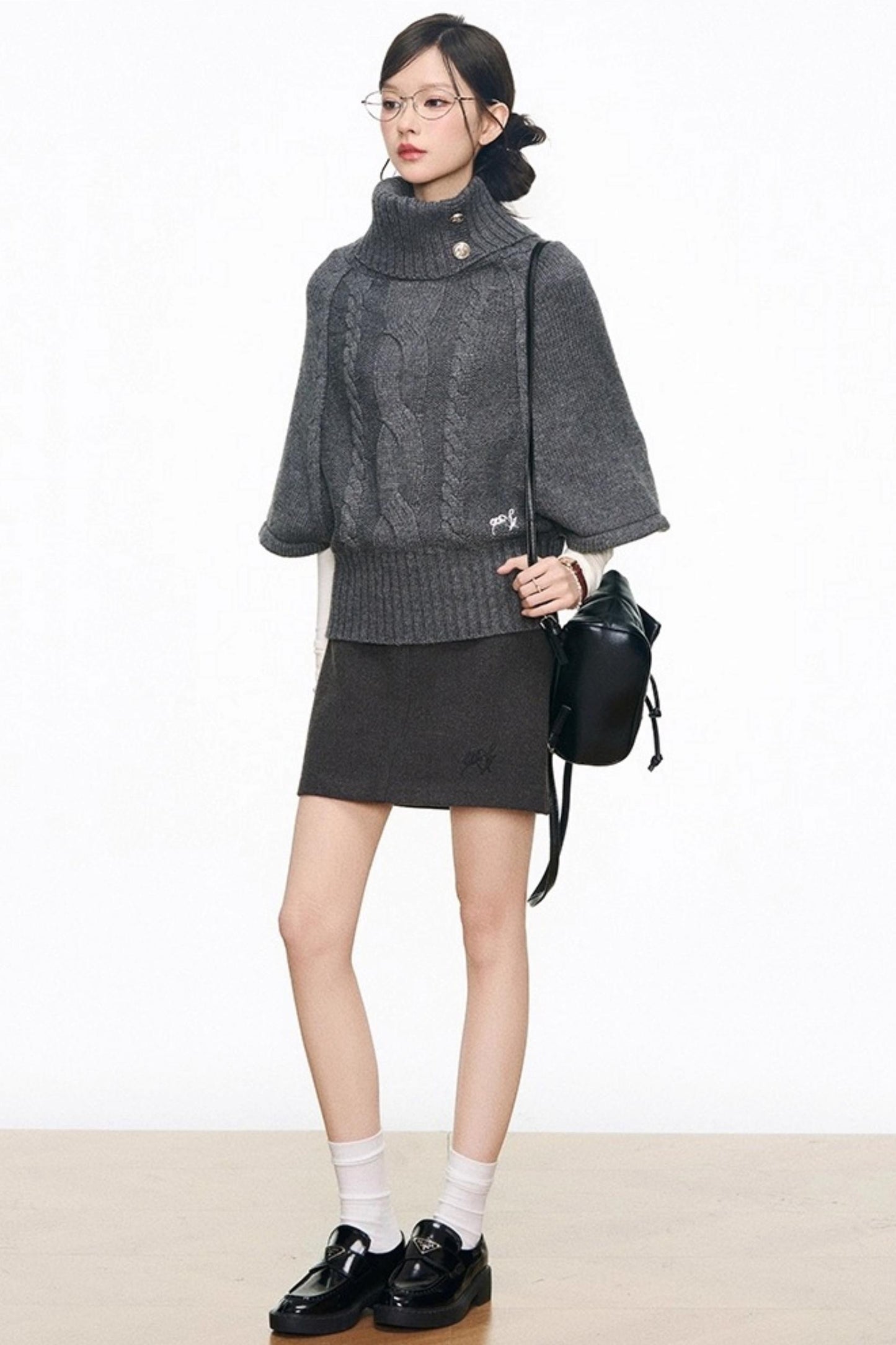 Silver Button Knitwear Dress Set-Up