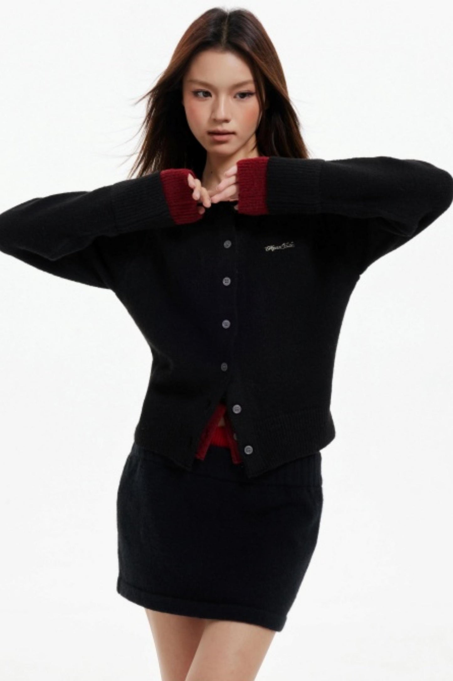 Fake Two-Piece Contrasting Knitted Cardigan