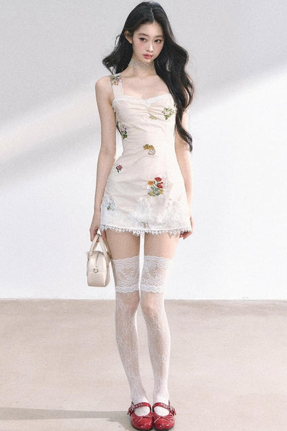 One-Shoulder Lace Mini Dress