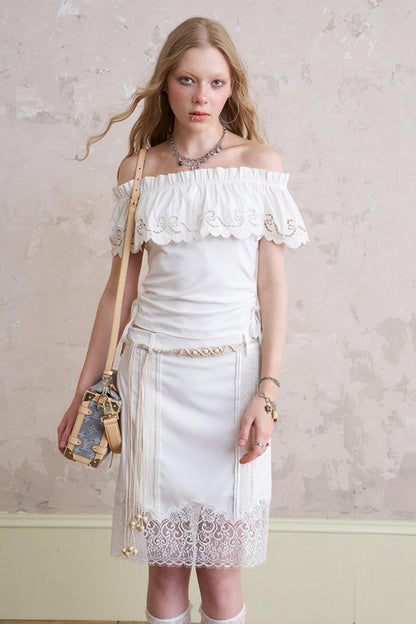 One-Shoulder Lace Wave Top