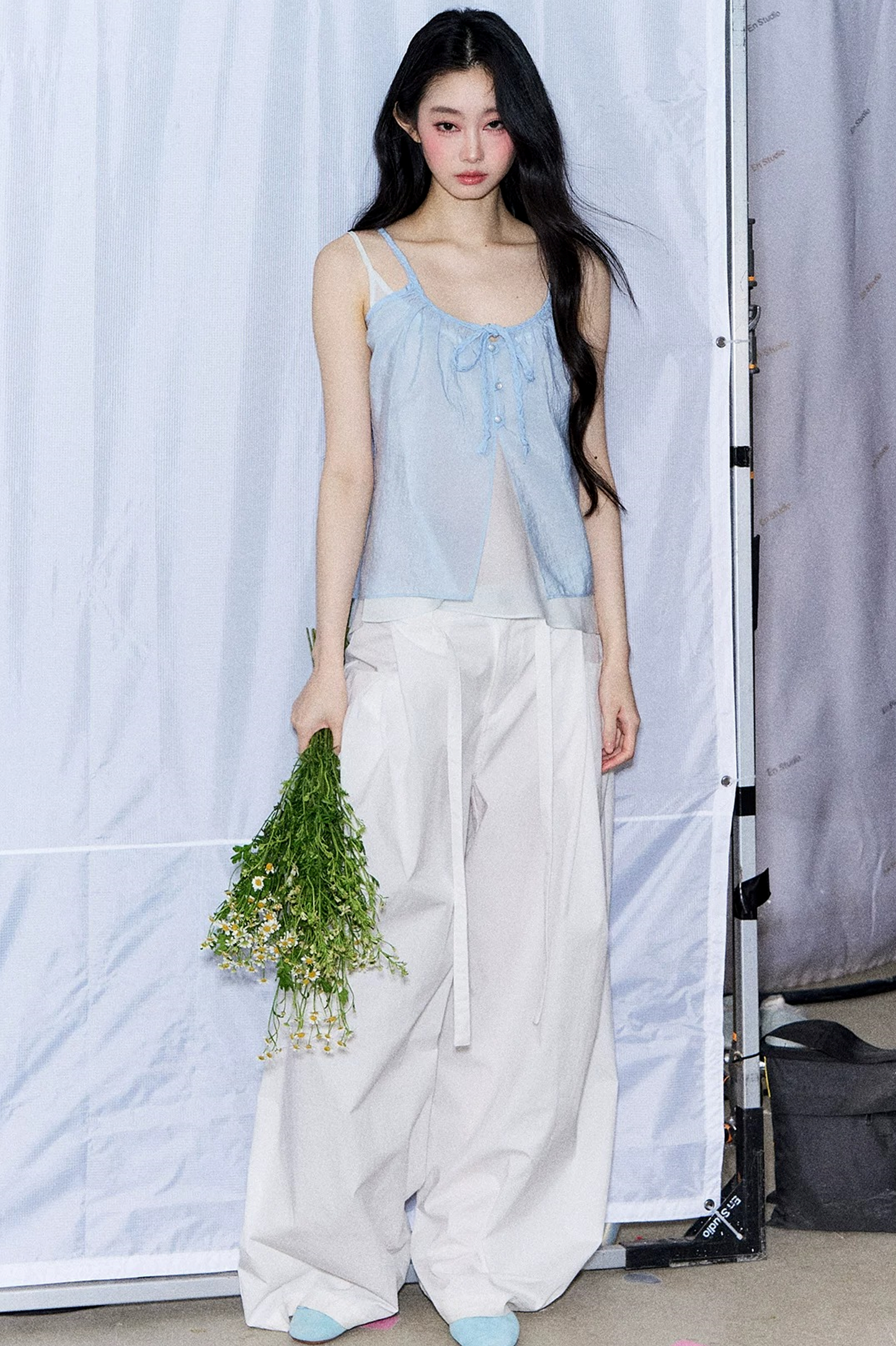 Lace-Up Sheer Cardigan Set-Up