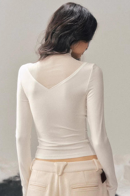 High-Neck Lace Winter Top