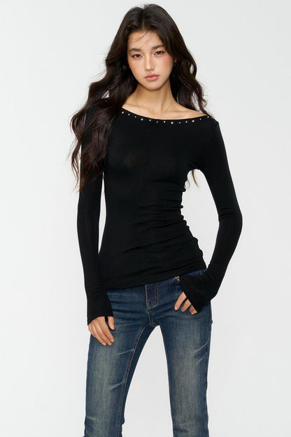 Hot Diamond Shoulder Buckle Shirt