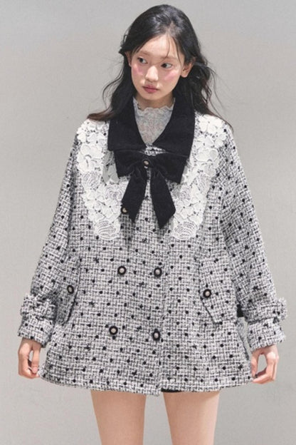Lace Plaid Winter Coat