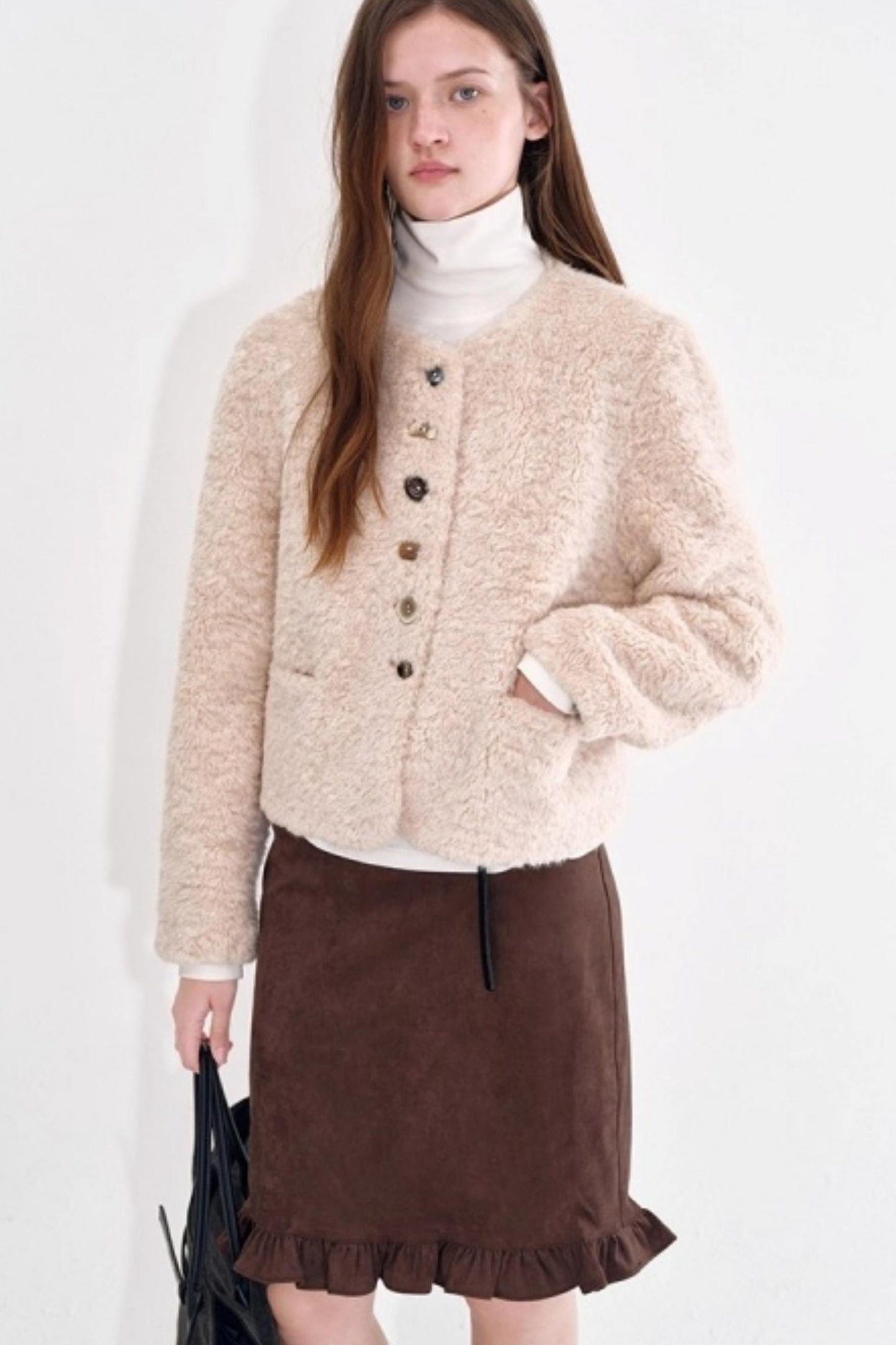 Rainbow Candy Button Shearling Jacket