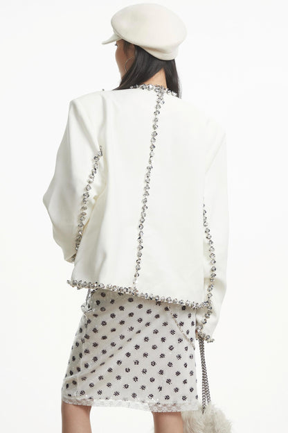 White Sequin Shoulder Jacket
