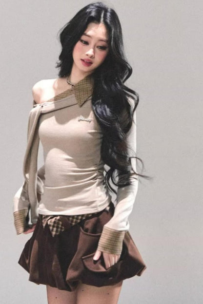 Plaid Floral A-Line Skirt