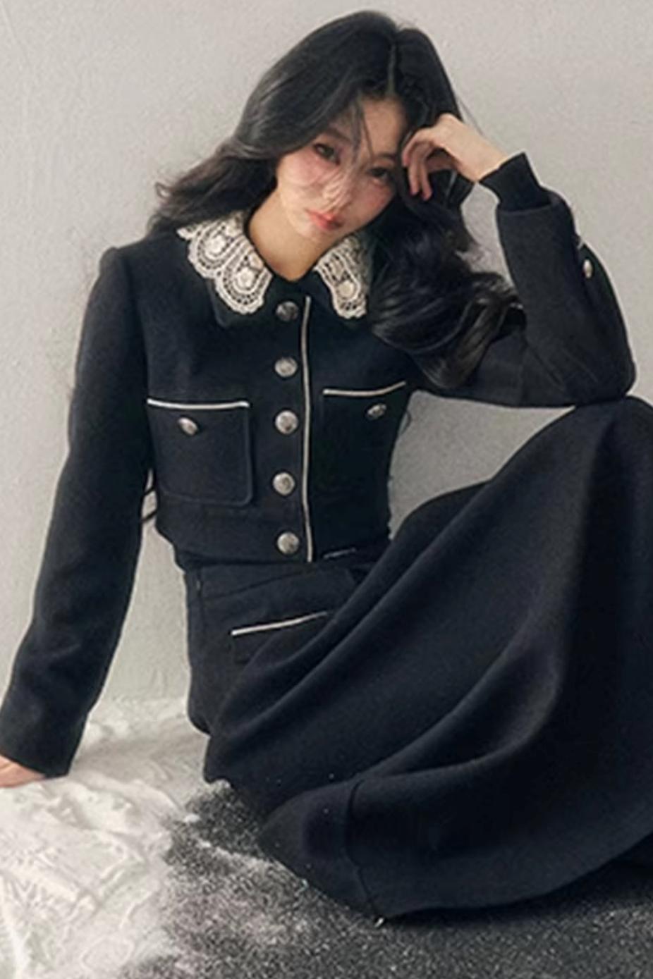 Whisper Lace Winter Suit Skirt Set-Up