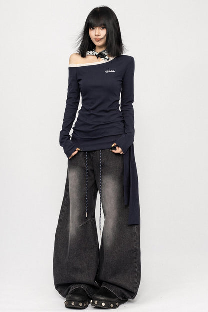 American Lace Crossbody Grey T-Shirt