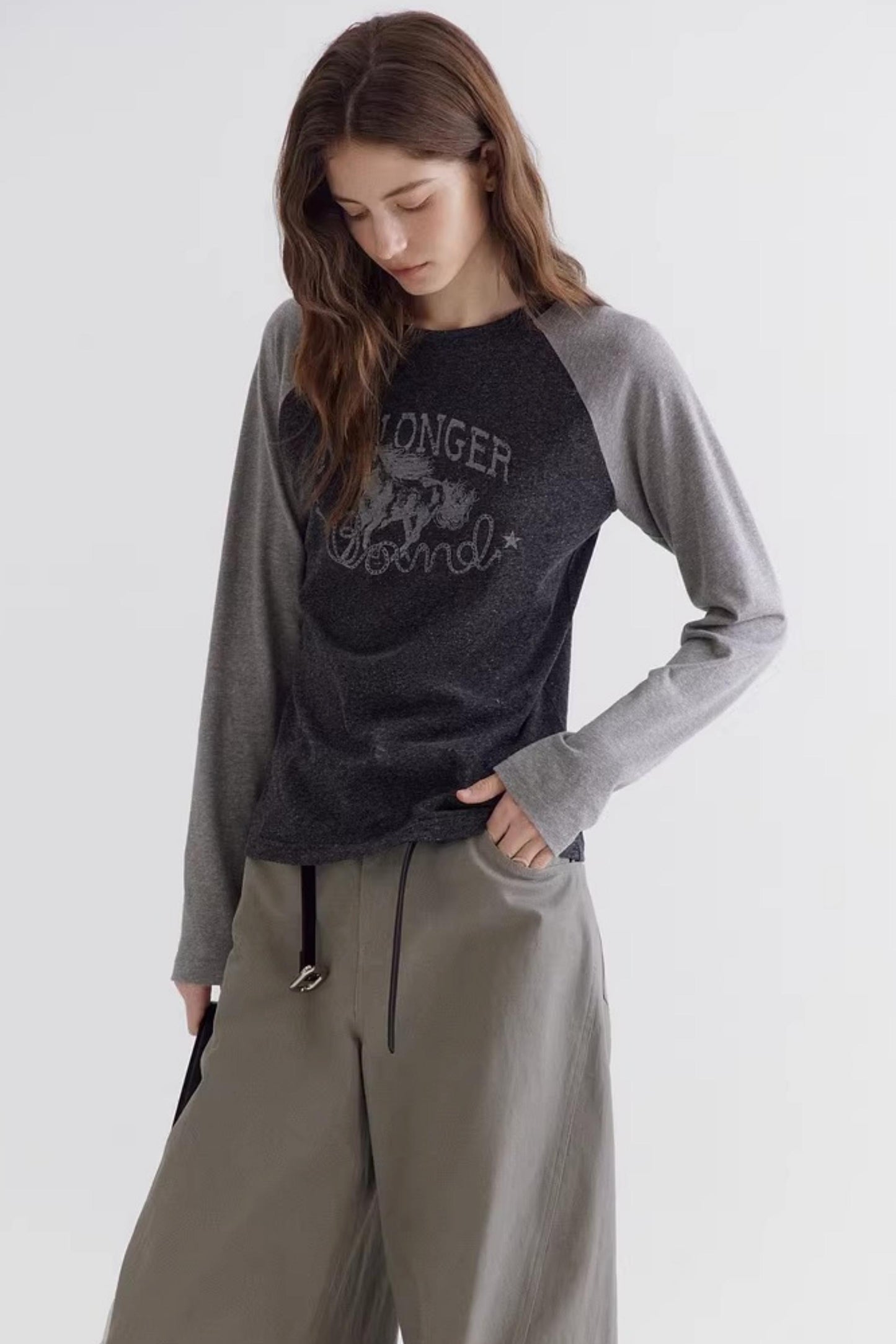 Textured Color-Blocked Raglan Top