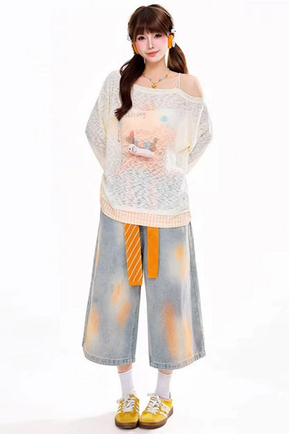 Retro Distressed Tie-Dye Pants