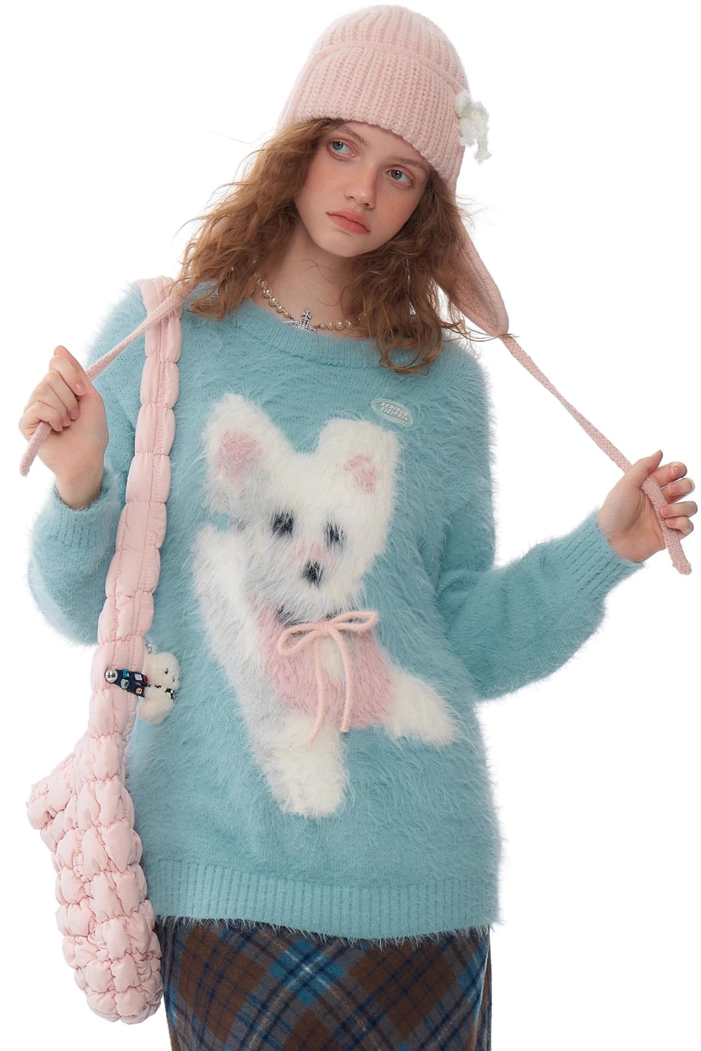 Soft Thick Dog Print Knit Top