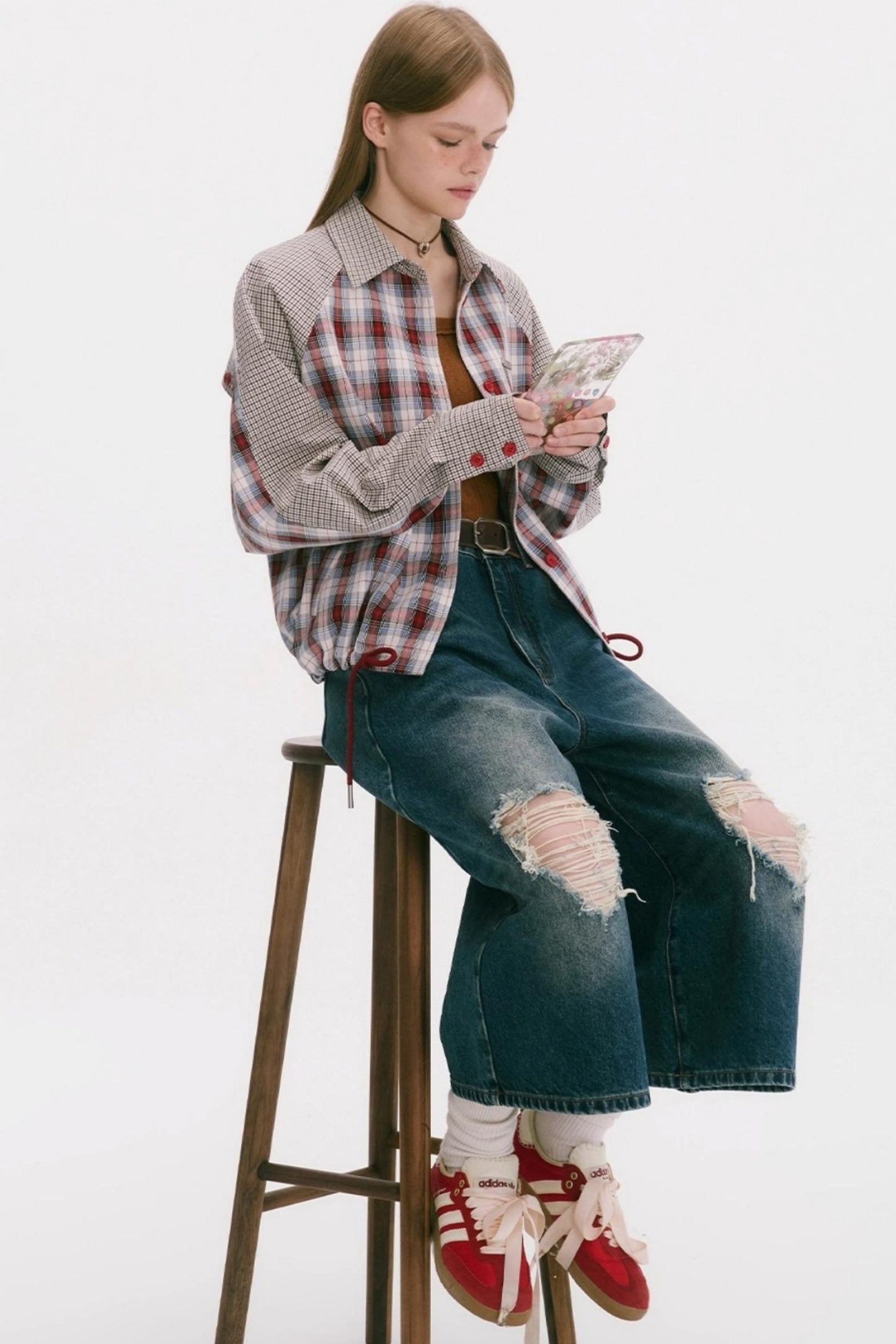 Patchwork Plaid Shirt Jacket