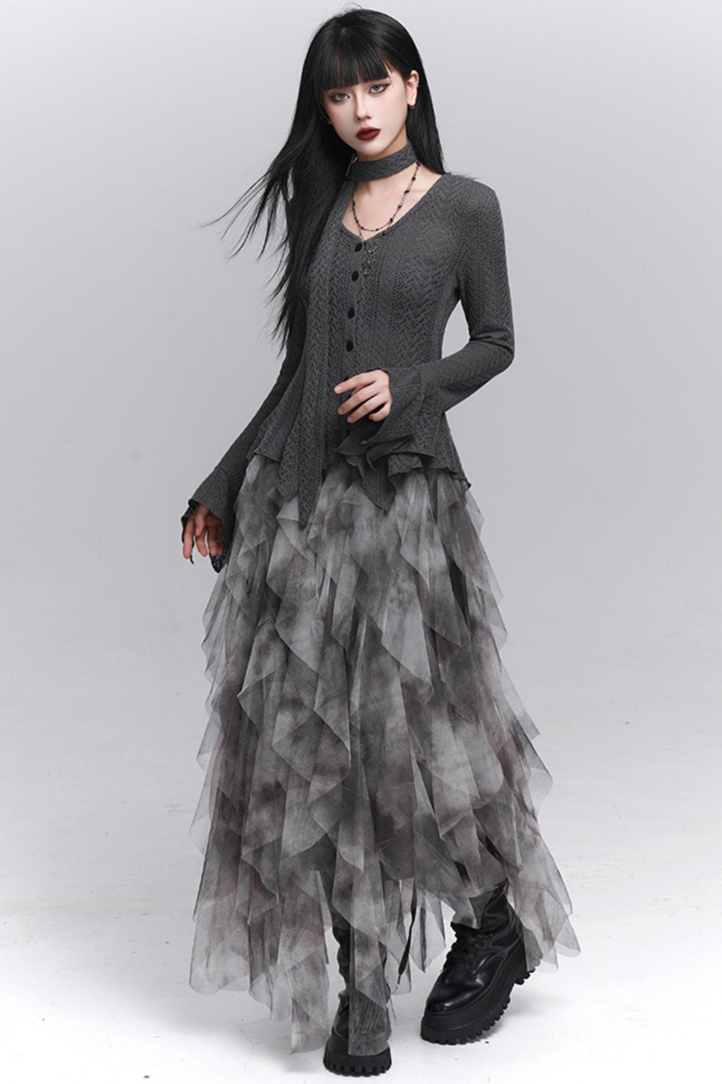 Gray Knitted Slim Top