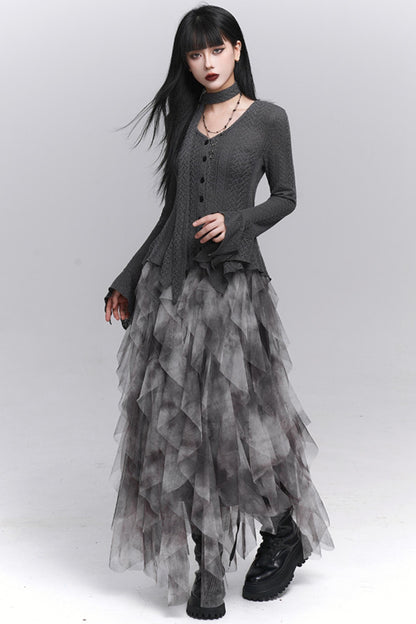 Gray Knitted Slim Top