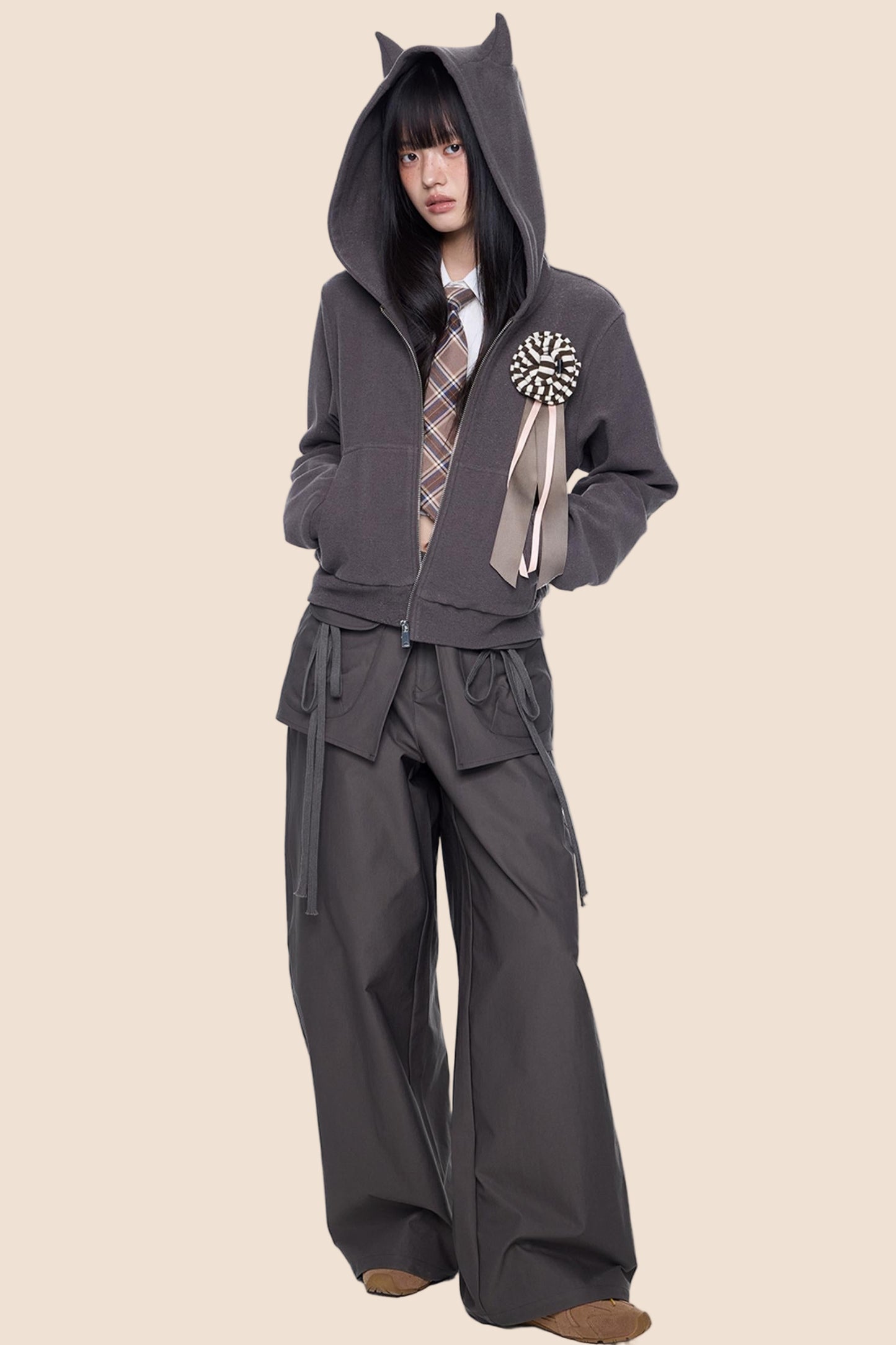 Devil Horn Short Hoodie Sweatshirt