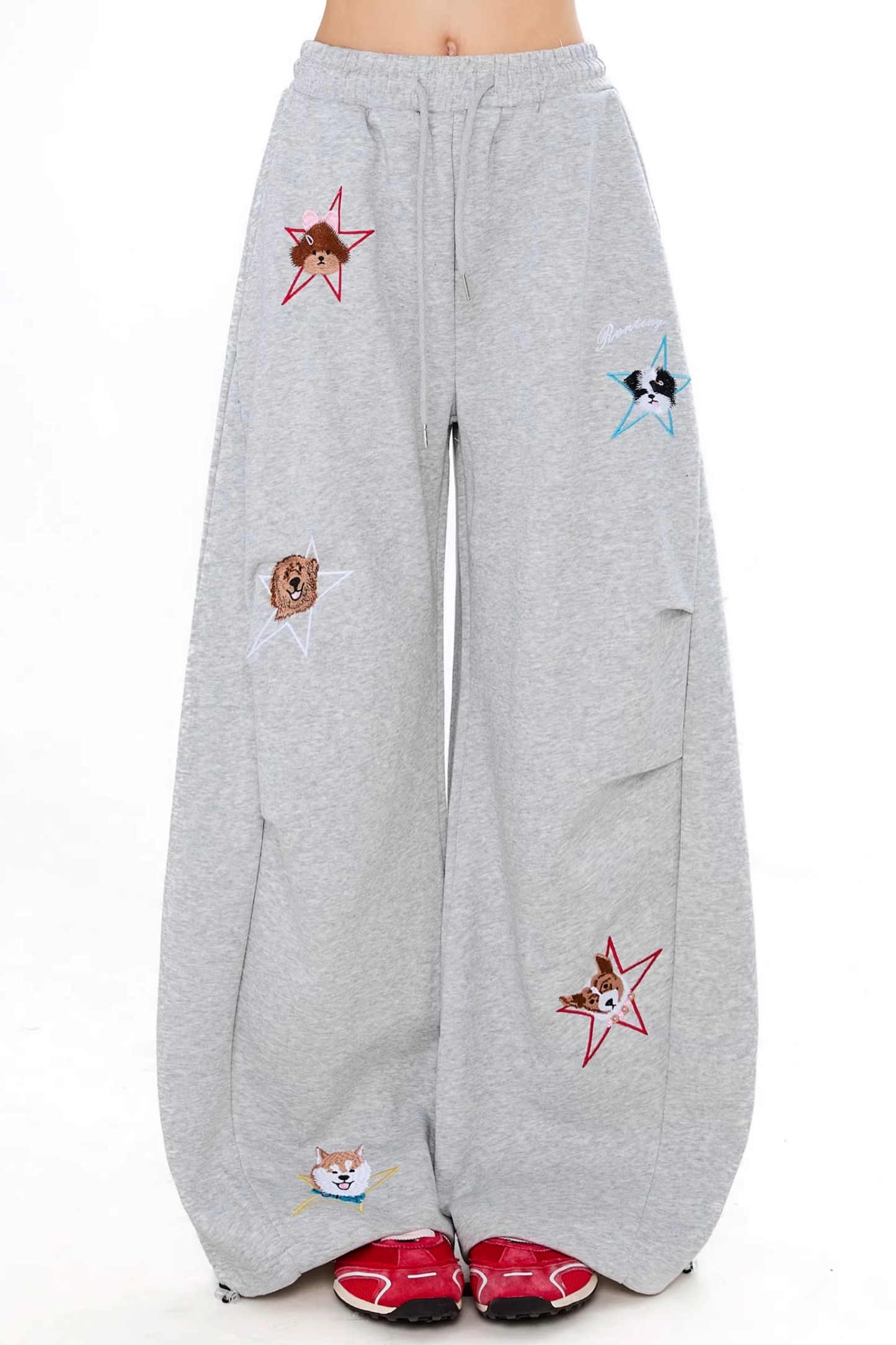 Retro Star Embroidered Sweatpants