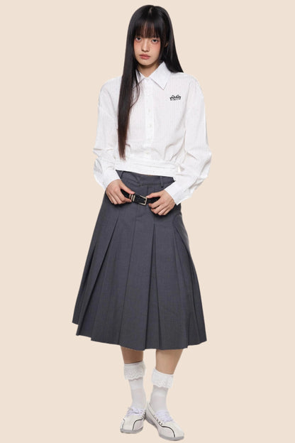 Striped Diamond Waist Lapel Shirt