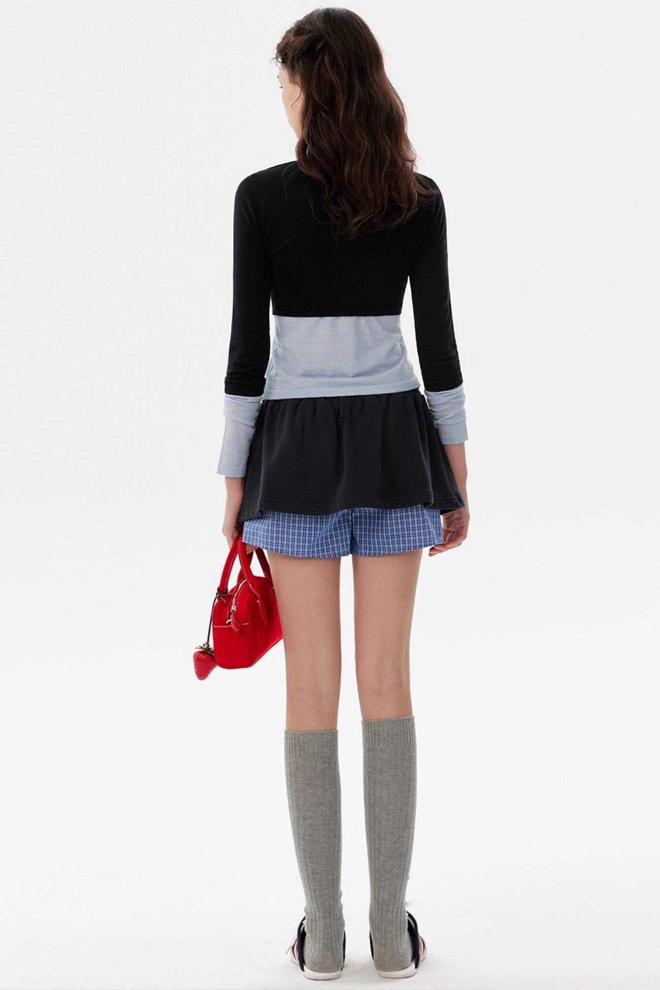Contrasting Long-Sleeved Knitwear Top
