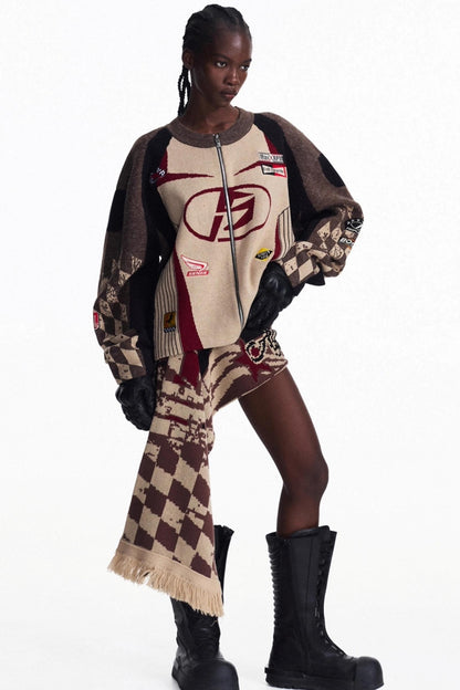 Elements Zip Contrast Knit Top