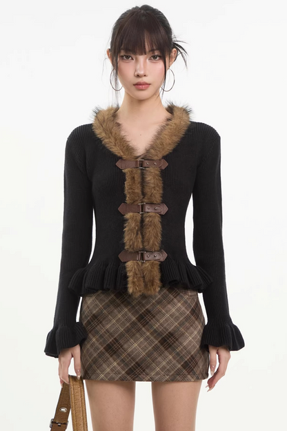 Retro Plaid Woolen Skirt