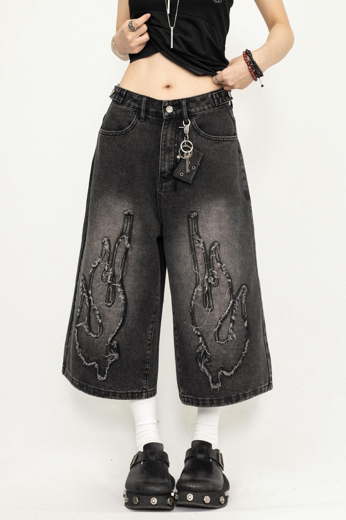 Denim Wide-Leg Trousers