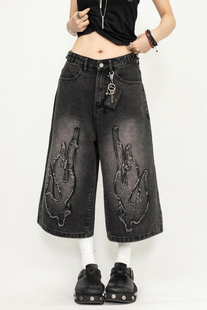 Denim Wide-Leg Trousers