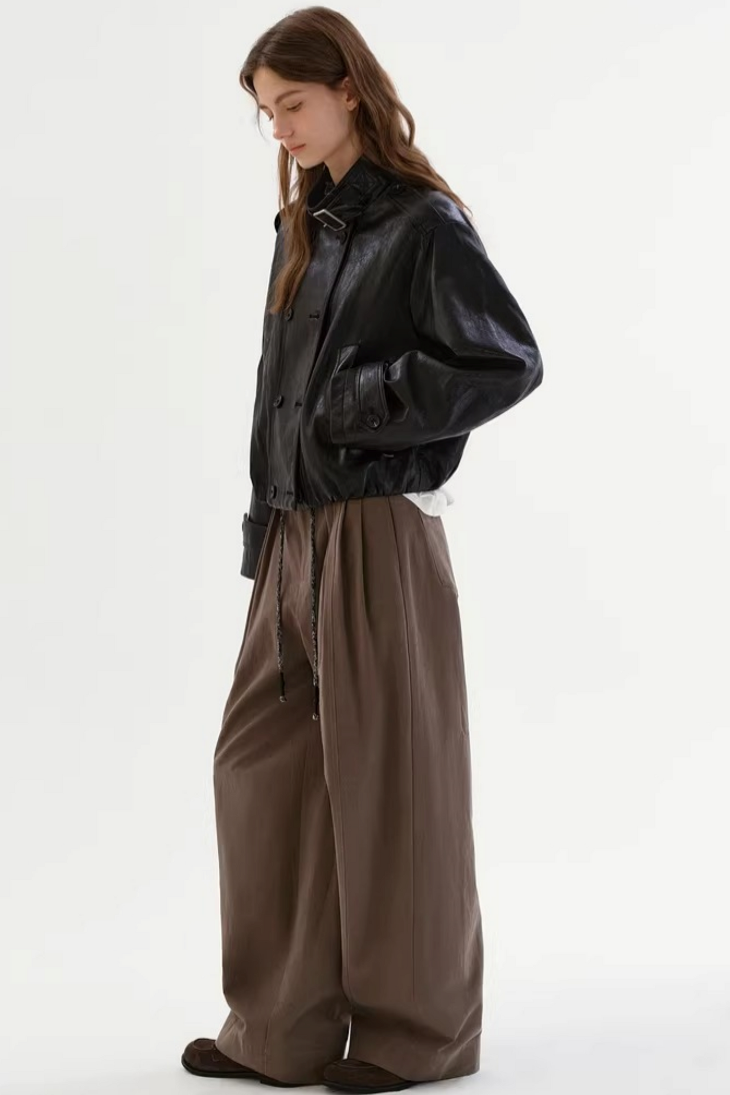 Schwarze matte Lederjacke