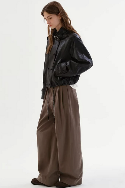 Schwarze matte Lederjacke
