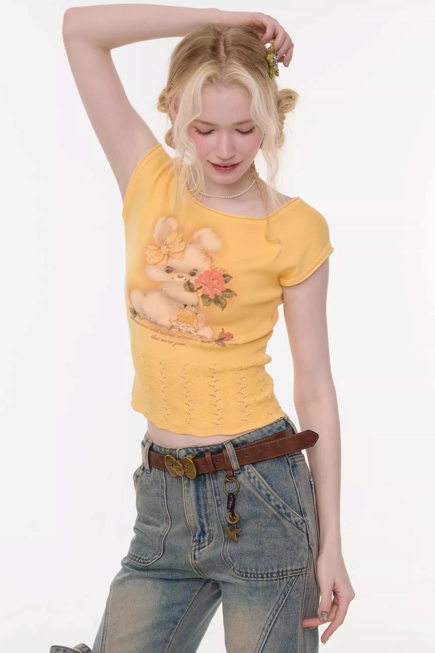 Sweet Rabbit Print T-Shirt