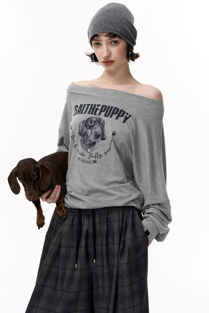 Puppy Print Long Sleeve T-shirt
