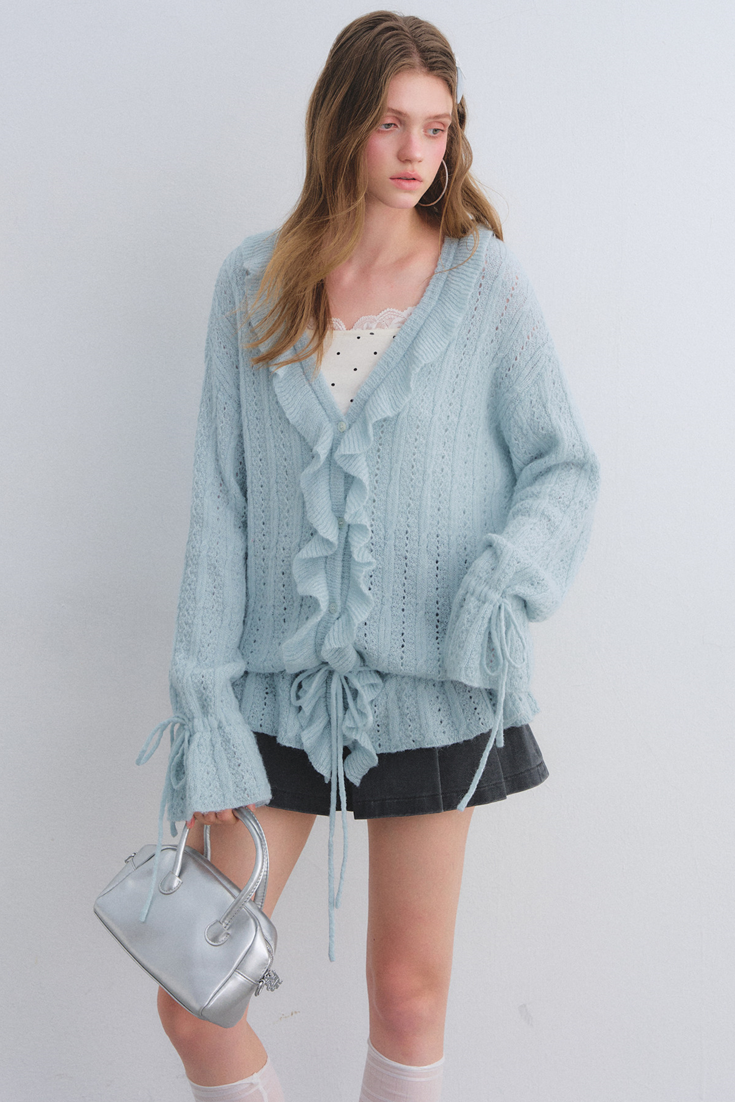 Wool Mohair Ruffled Cardigan