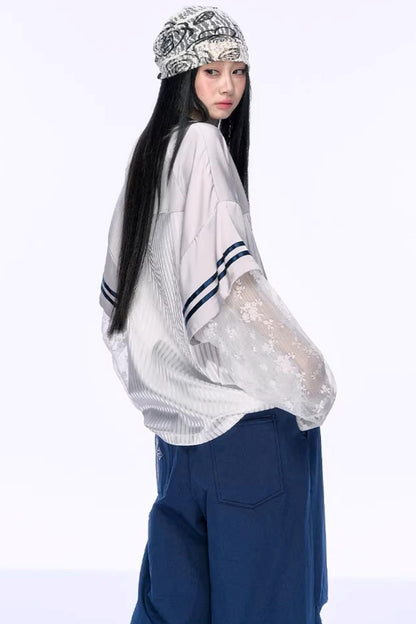 Heavy Embroidery Lace Jersey Top