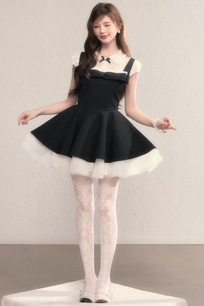 French Slimming Lace Hepburn Dress Set