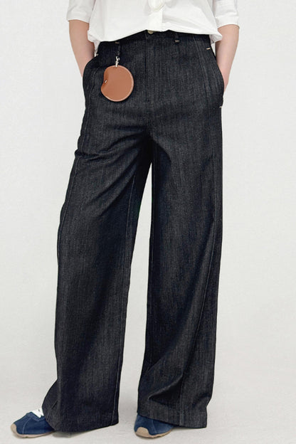 High Waist Split Straight Jeans