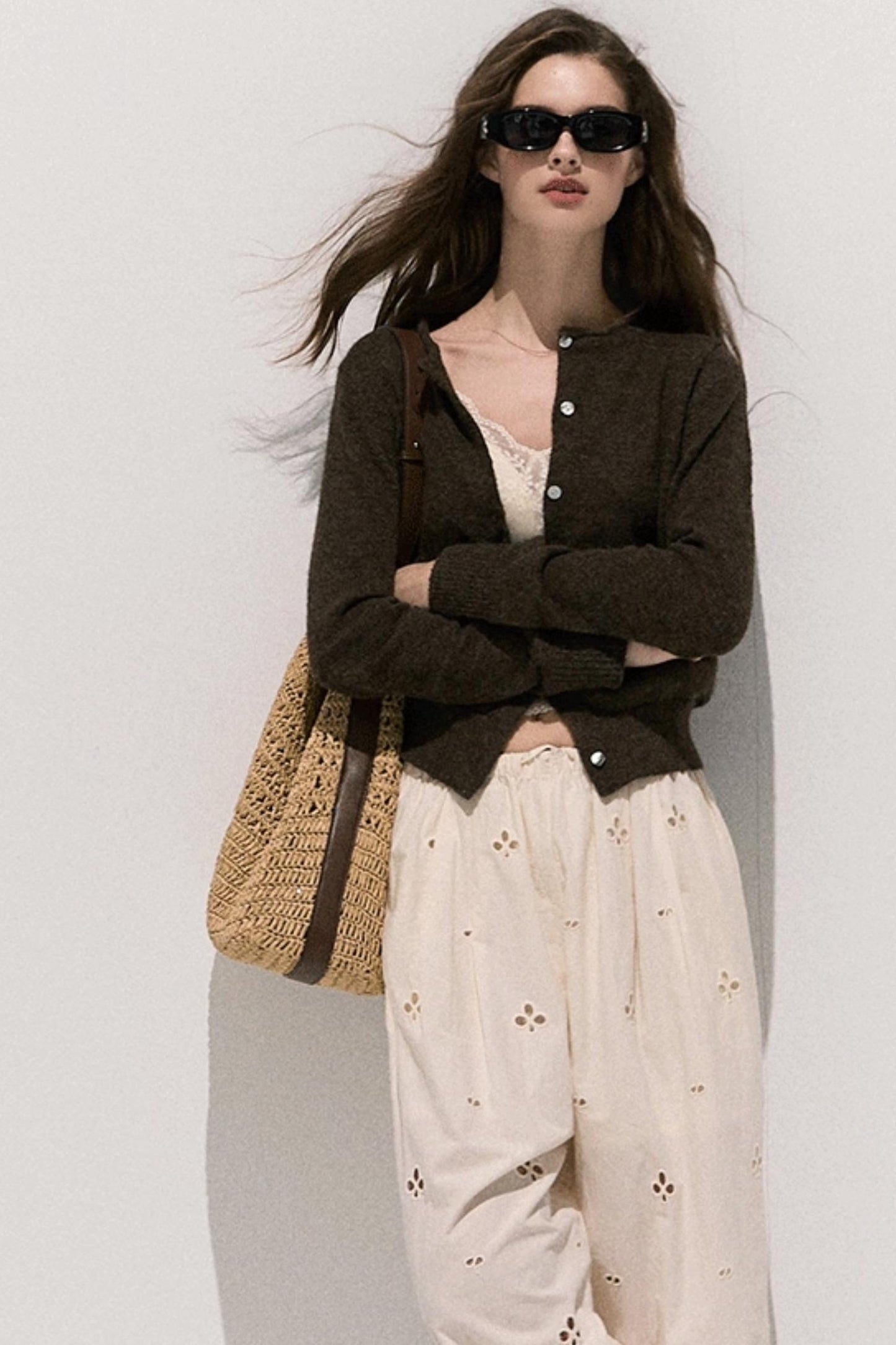 Vintage Crewneck Wool Knit Cardigan