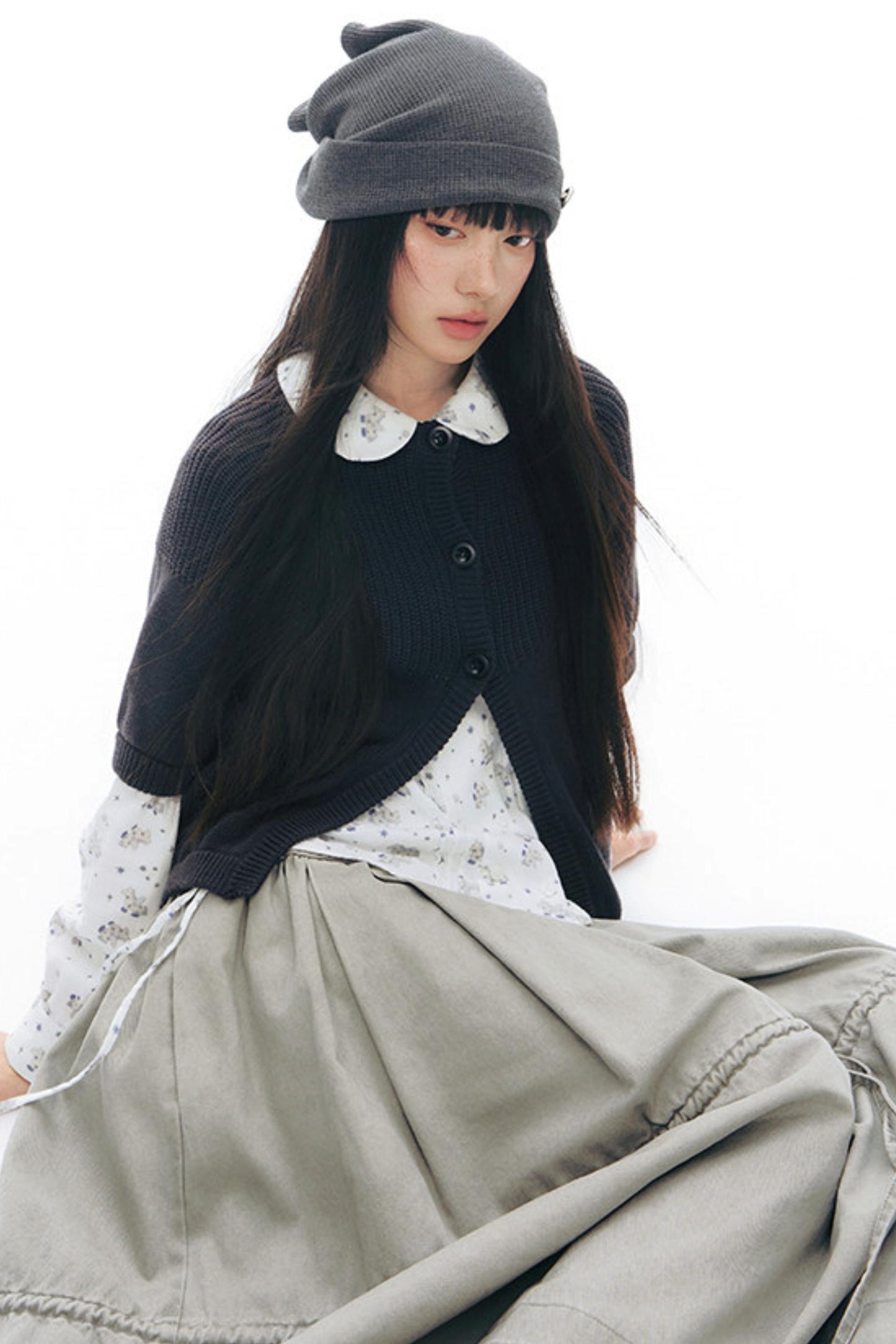 Vintage-Strickjacke mit mittellangen Ärmeln